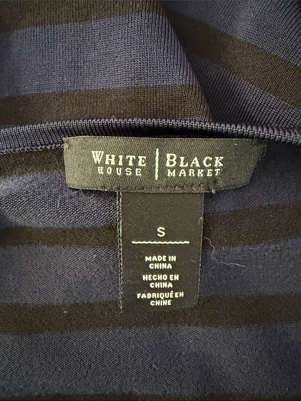 B44 White House Black Market Women’s Small Navy & Black Striped Wrap Tunic - Picture 5 of 8